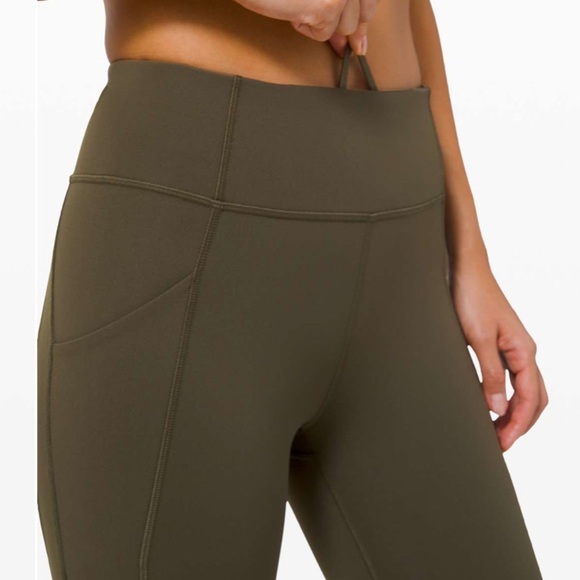 Lululemon olive green Time to Sweat crop leggings tights reflective 23” 8 - Picture 2 of 10